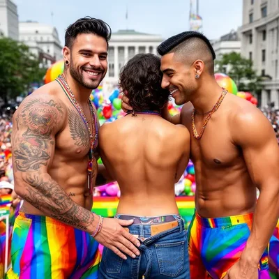 Zwei Fremde nutzen deine offene Hose während der Parade aus - Bild