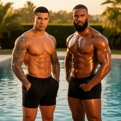 Chris teilt seinen Freund mit Rachid im Schwimmbad - Bild