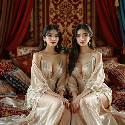 En sultan i sit harem - Bild