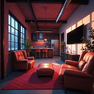 Industrielles Loft mit rotem Backstein - Bild