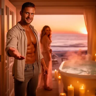 Ein heißer Abend mit dem Künstler am Strand - Bild