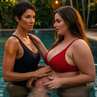 Ein heißes Spiel im privaten Pool - Bild