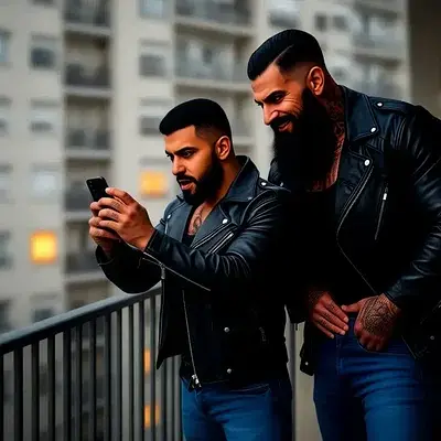 Biker beobachten deinen nackten Körper - Bild
