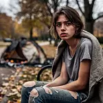 Obdachlos in einer fremden Stadt icon