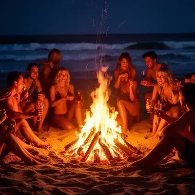Julia tanzt mit Luca am Strandfeuer - Bild