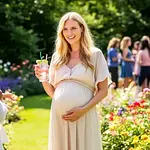 Schwangere Bekannte auf der Gartenparty icon